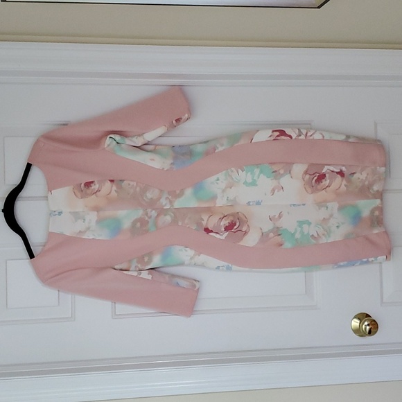 Sangria Size 6 Pink Floral Scuba Sheath Dress - Picture 4 of 5
